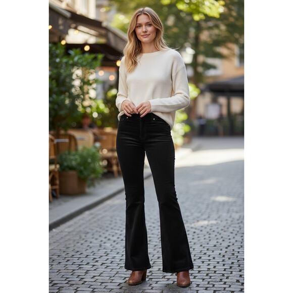 Free People We The Free Women's Black Corduroy Flare Bottom Pants Size 26 - Picture 2 of 5